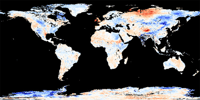 Land Surface Temperature Anomaly July 2013